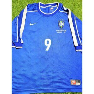 Ronaldo Brazil 1998 WORLD CUP Away Soccer Jersey Shirt XL